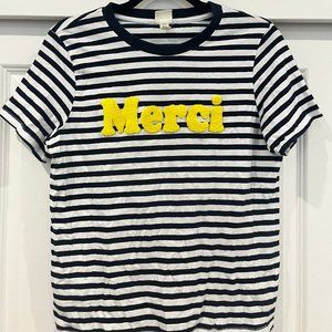 NWOT H&M Short Sleeve Yello Merci Striped T-Shirt Size Small